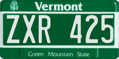 VT license plate ZXR425