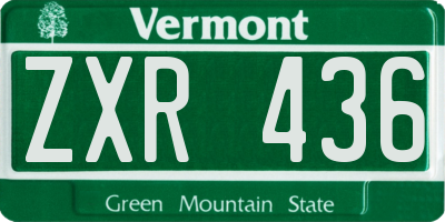 VT license plate ZXR436