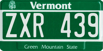 VT license plate ZXR439