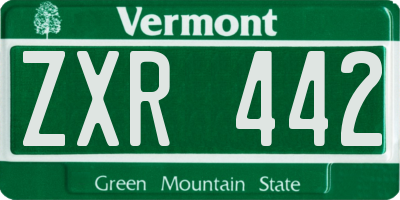 VT license plate ZXR442