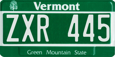 VT license plate ZXR445