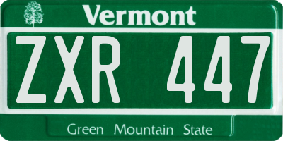 VT license plate ZXR447