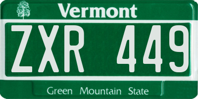 VT license plate ZXR449