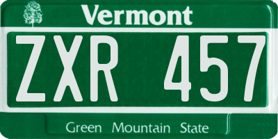 VT license plate ZXR457