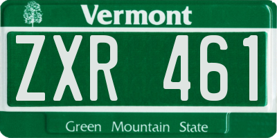VT license plate ZXR461