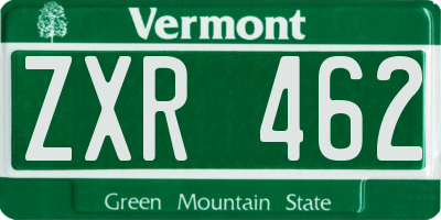 VT license plate ZXR462