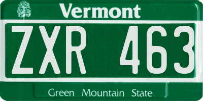 VT license plate ZXR463
