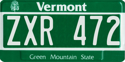 VT license plate ZXR472