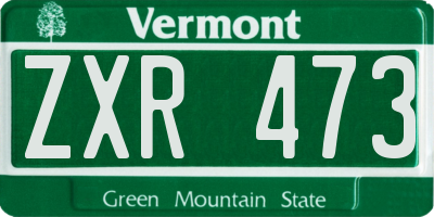 VT license plate ZXR473