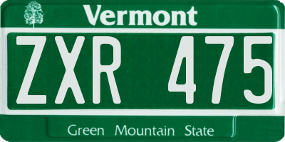 VT license plate ZXR475