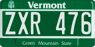 VT license plate ZXR476