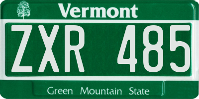 VT license plate ZXR485