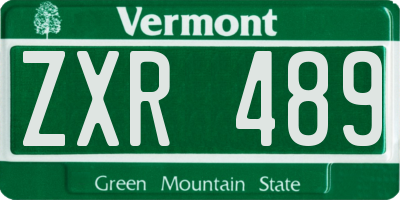 VT license plate ZXR489