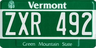 VT license plate ZXR492