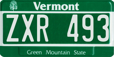 VT license plate ZXR493