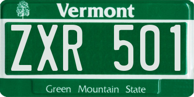 VT license plate ZXR501