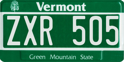 VT license plate ZXR505