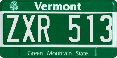 VT license plate ZXR513