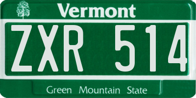 VT license plate ZXR514