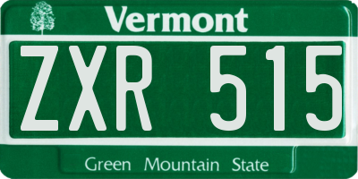 VT license plate ZXR515