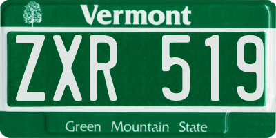 VT license plate ZXR519