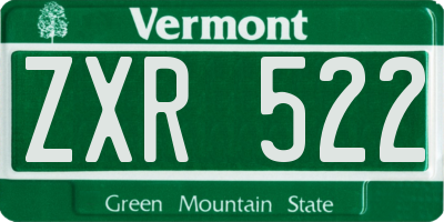 VT license plate ZXR522