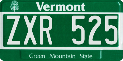 VT license plate ZXR525