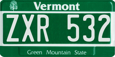 VT license plate ZXR532