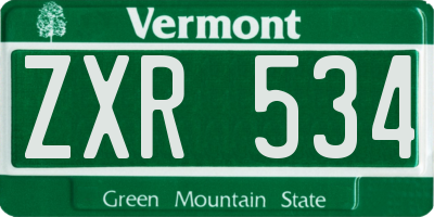 VT license plate ZXR534