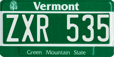 VT license plate ZXR535