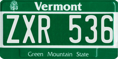 VT license plate ZXR536