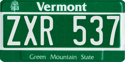 VT license plate ZXR537