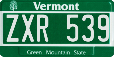 VT license plate ZXR539