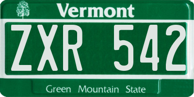 VT license plate ZXR542