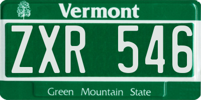 VT license plate ZXR546