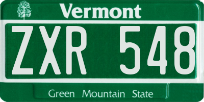 VT license plate ZXR548
