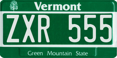 VT license plate ZXR555