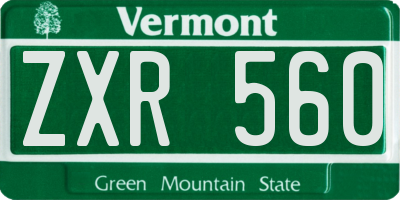 VT license plate ZXR560