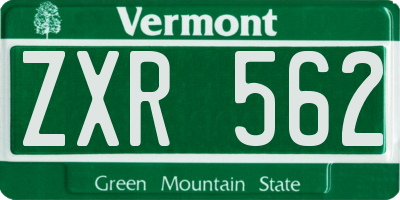 VT license plate ZXR562
