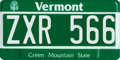 VT license plate ZXR566