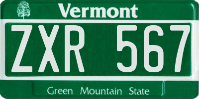 VT license plate ZXR567