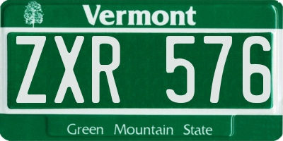 VT license plate ZXR576