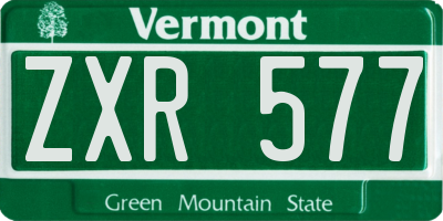 VT license plate ZXR577