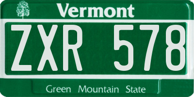 VT license plate ZXR578