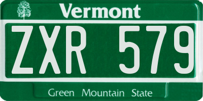 VT license plate ZXR579