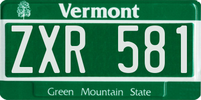 VT license plate ZXR581