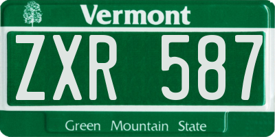VT license plate ZXR587
