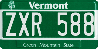VT license plate ZXR588