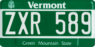 VT license plate ZXR589