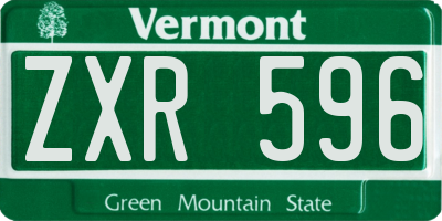 VT license plate ZXR596